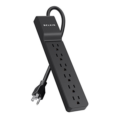 Belkin 6-Outlet Surge Protector Power Strip, 700J, 4ft Cord, Black