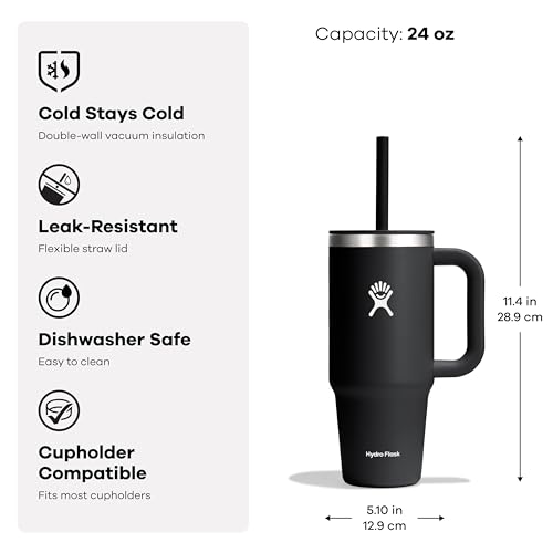 Hydro Flask 24 Oz Travel Tumbler with Handle, Lid and Straw - Insulated Stainless Steel in 24 Oz Cascade
