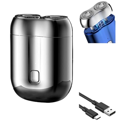 Mini Dual-Head Electric Shaver, 2026 New Model Dual Head Shaver Pocket Electric Mini Portable Razor Double Head Razor Washable USB Rechargeable Dual Head Compact Electric Razor (Silver)