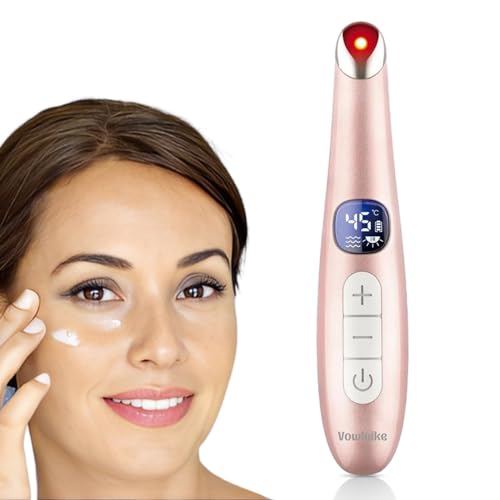 Vowleike Heated Eye Wand, 3-in-1 Vibrating Eye Lift Wand, Rose Gold