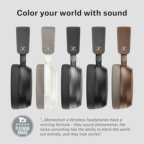 Sennheiser MOMENTUM 4 Wireless Headphones - Bluetooth Headset for Crystal-Clear Calls with Adaptive Noise Cancellation, 60h Battery Life, Lightweight Folding Design, Black