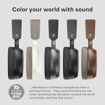 Sennheiser MOMENTUM 4 Wireless Headphones - Bluetooth Headset for Crystal-Clear Calls with Adaptive Noise Cancellation, 60h Battery Life, Lightweight Folding Design, Black