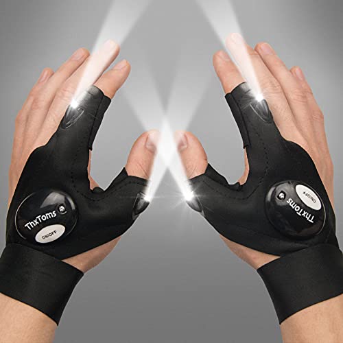 ThxToms LED Flashlight Gloves, Stocking Stuffers for Men Dad Husband Adults