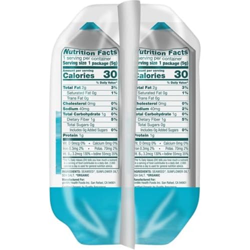 Gimme Seaweed Organic Premium Roasted Seaweed Snacks, Sea Salt, 6 Count, Keto, Vegan, Gluten-Free, Great Source of Omega3s and Iodine, Healthy On-The-Go Snack for Kids and Adults