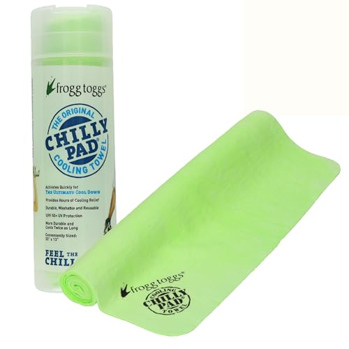 FROGG TOGGS Mens Chilly Pad, Instant Cooling Towel, Long Lasting, Reusable, Sports And Outdoors Neck 33x13, Hivis Lime Green, 33x13 US