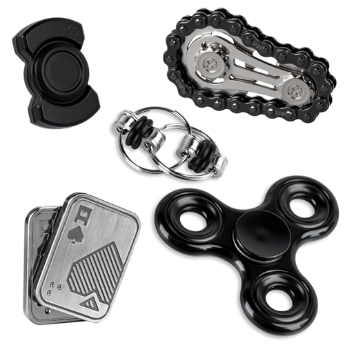 KAMBOLLY 5 Pcs Fidget Toys Adults Metal Fidgets Toy Set Magnetic Spinners Figette Toys for Stress & Anxiety Relief, Office Desk Sensory Toys for Autism ADHD Cool Gadgets Gift for Teen Men Women