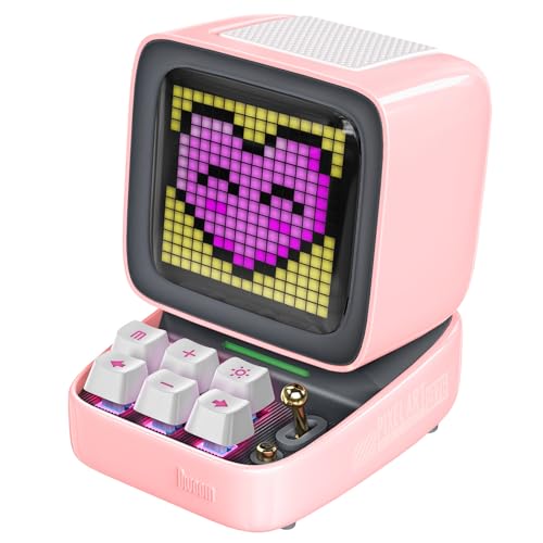 Divoom Ditoo Retro Pixel Art 15W Bluetooth Speaker, Cute Speaker with Alarm, White Noise & Mini Games, Iconic Desk Setup Speaker with 16X16 LED App Controlled Front Screen, Gifts for Anyone (Pink)