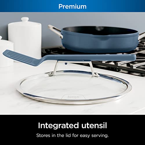 Ninja, Cookware, Steamer, Strainer Basket, Glass Lid and Spatula, Foodi NeverStick PossiblePan, Premium Set with 4-Quart Capacity Pan, Nonstick, Durable, Oven Safe Cookware, Cherry Tart, CW102BL