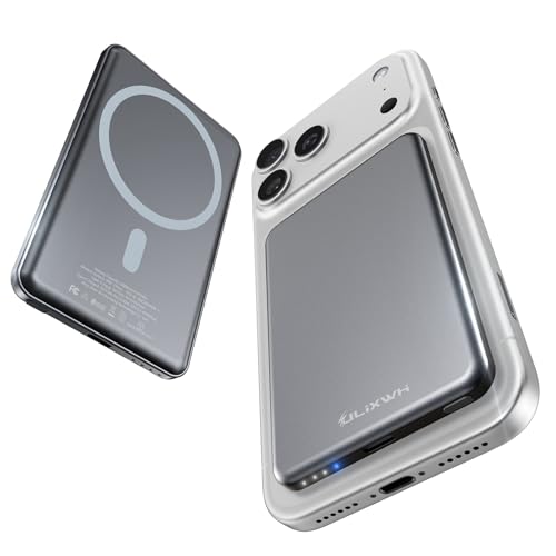 [0.3" Ultra Slim] [Alloy-Made] ULiXWH for Magsafe Portable Charger for iPhone, 2026 Upgrade 5000mAh Fast Charging Magnetic Power Bank, Wireless Battery Pack for iPhone 17 Air 16 15 Pro Max 14 13, Grey