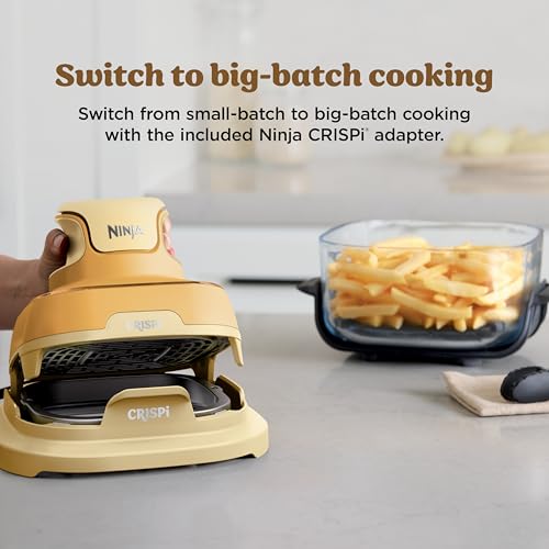 Ninja | Air Fryer | Crispi 4-in-1 Portable Cooking System | 4QT & 6 Cup Glass Containers, Crisper Plates & Storage Lids Included | Microwave, Freezer & Dishwasher Safe | Ginger Snap | FN101GD