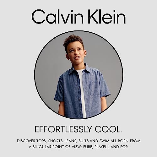 Calvin Klein Boys' Short Sleeve Graphic Crew Neck T-Shirt, Comfortable, Relaxed Fit, Washed Prince Blue, 14-16