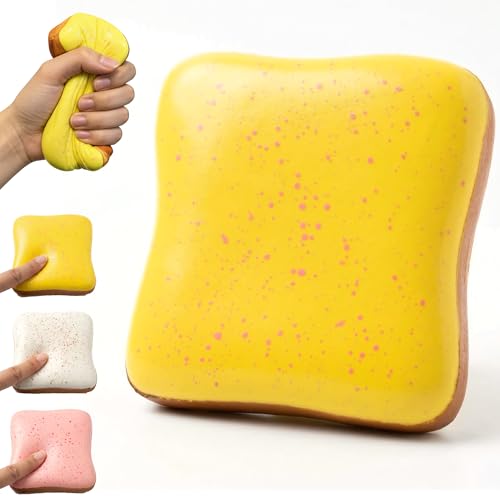Slow Rising Squishy Butter Bread Squishy, Sensory Fidget Toys for Adults & Teens ADHD Anxiety Relief, Realistic Bread Squishies with Butter Scent, Fun Party Favors & Stocking Stuffers Gift (Yellow)