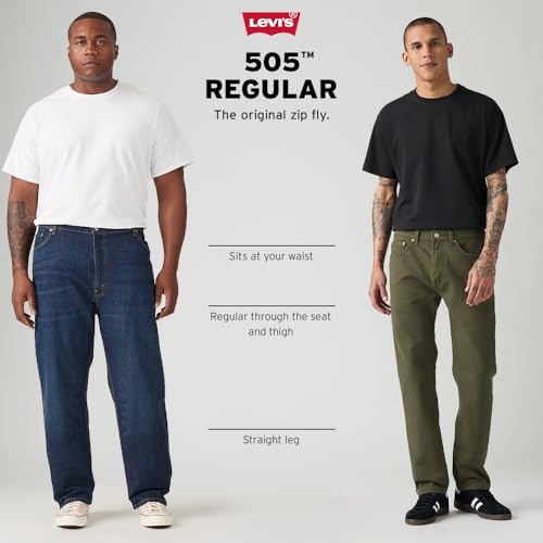 Levi's Men's 505 Regular Fit Jeans (Also Available in Big & Tall), Medium Stonewash, 34W x 32L