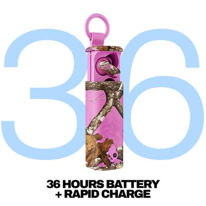 Skullcandy Dime Evo Wireless Earbuds, Bluetooth Headphones, Noise Isolating Fit, Up to 36 Hours Battery, Microphone for iPhone Android, Easy Carry with Clip-Anywhere Case - Realtree Edge Colors Pink