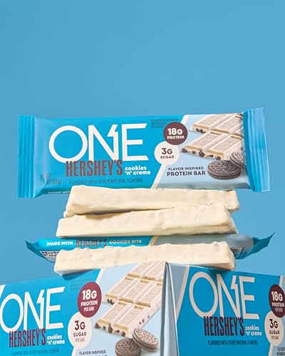 ONE Protein Bars, Hershey's Cookies 'n' Creme, Gluten Free with 18g Protein and 3g Sugar, Pantry Staples, 2.12 oz (12 Count)