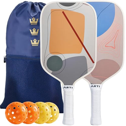 ARTI Pickleball Paddles Set of 2-USAPA Approved Fiberglass Surface Pickleball Set,2 Pickleball Rackets, 4 Balls and 1 Portable Carry Bag, Horizon Duo Pickle Ball Set for Men Women Beginners