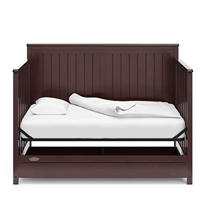 Graco Hadley 5-in-1 Convertible Crib with Drawer (Espresso) – GREENGUARD Gold Certified, Fits Standard Crib Mattress, Converts to Toddler Bed, Daybed and Full Bed, 4 Adjustable Mattress Heights