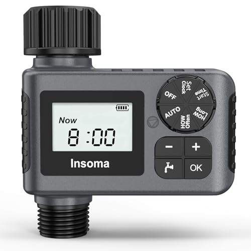 Outdoor Garden Hose Faucet Timers, Programmable Water Sprinkler Timer with Rain Delay, Manual and Automatic Drip Irrigation for Yard, 1 Outlet