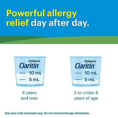 Claritin 24 Hour Allergy Relief - Grape Flavored - Non Drowsy Liquid Antihistamine for Kids, Dye, Alcohol, and Sugar Free Medicine For Children 2 Aged Years and Older
