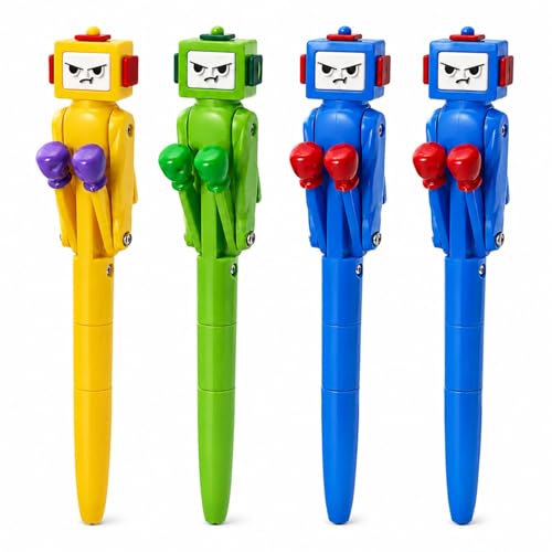 Boxing Robot Fidget Ballpoint Pens, 4 Pack Stress Relief Office Pen