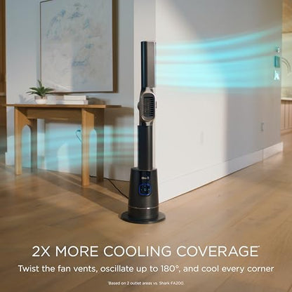 Shark TurboBlade Cool + Heat - 2-in-1 Customizable Tower Fan + Heater for year-round use, bladeless, Oscillates up to 180°, Powerful Cooling + Rapid Room Heating, Remote Control, Charcoal, TH202
