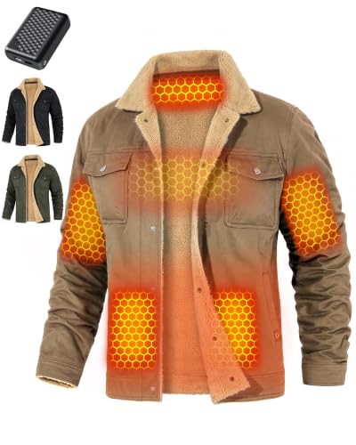 Men Heated Jacket Battery Pack Included Casual Fleece Lined 12v Camping Essentials Gear Rv Accessories Supplies Drive Gadgets Car Must Haves Stuff Equipment 2025 Truck Winter Cool Items Unique Gifts
