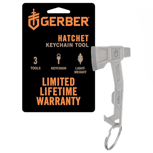 Gerber Hatchet 3-in-1 EDC Keychain Multitool, Bottle Opener, Silver | 3-in-1 compact EDC tool, flathead driver, package opener, pocket clip, mini multitool for men, durable everyday carry