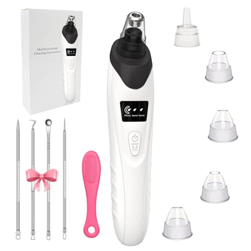 Blackhead Remover Pore Vacuum,with Nose Brush & Blackhead Needle Set, 3 Adjustable Suction Levels 5 Suction Power,5 Probes USB Rechargeable Pore Cleaner for Facial Deep Cleansing (Black)