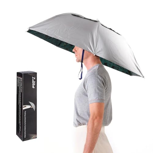 Luwint Umbrella Hat Hands Free, 36'' Wide Brim Sun & Rain Hat with Adjustable Chin Strap for Gardening, Fishing, Outdoor Activities