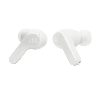 JBL Vibe Beam - True Wireless JBL Deep Bass Sound Earbuds, Bluetooth 5.2, Water & Dust Resistant, Hands-free call with VoiceAware, Up to 32 hours of battery life (White)