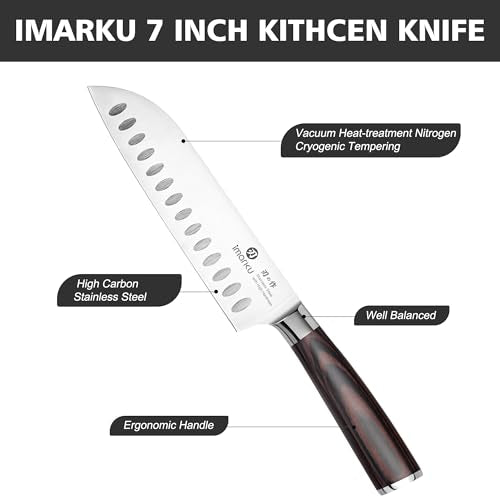 imarku Santoku Knife 7 Inch with Sharp Japanese High Carbon Stainless Steel