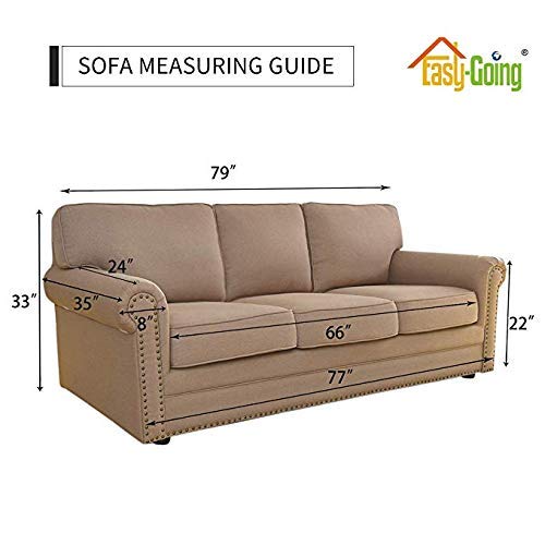 Easy-Going Reversible Couch Cover for 3 Cushion Couch Sofa Cover for Dogs Water Resistant Furniture Protector Cover with Foam Sticks Elastic Straps for Pet Cat (Sofa, Taupe/Ivory)