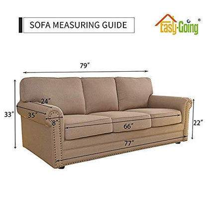 Easy-Going Reversible Couch Cover for 3 Cushion Couch Sofa Cover for Dogs Water Resistant Furniture Protector Cover with Foam Sticks Elastic Straps for Pet Cat (Sofa, Taupe/Ivory)