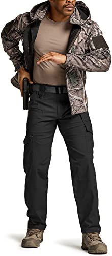 CQR Men's Flex Ripstop Tactical Pants, Water Resistant Stretch Cargo Pants, Lightweight EDC Hiking Work Pants, Dura Flex Mag Pocket Black, 36W x 30L