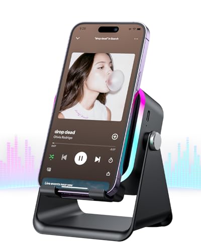 Oresoc Induction Speaker 5-in-1 Bluetooth Audio for iPhone Android with Phone Stand | Adjustable Desktop Phone Holder with Charger & RGB Light, Cool Tech Gadgets Gifts for Men Women Teens