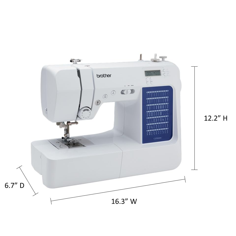 Brother CS7000X Computerized Sewing and Quilting Machine, 70 Built-in Stitches, LCD Display, Wide Table, 10 Included Feet, White