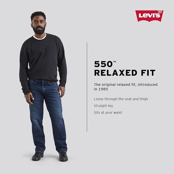 Levi's Men's 550 Relaxed Fit Jeans (Also Available in Big & Tall), Dark Stonewash, 38W x 36L