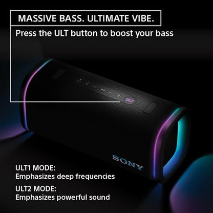 Sony ULT Field 5 Wireless Portable Bluetooth Speaker, IP67 Waterproof, Dustproof, and Rustproof with Enhanced Bass, 25 Hour Battery, 360° Party Light, and Shoulder Strap (SRSULT50W), Off White
