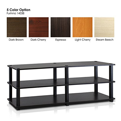 Furinno 14038EX/BK TST No Tools 3-Tier Wide Shoe Storage Rack, Espresso/Black