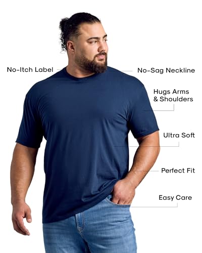 True Classic Mens T-Shirts – Short Sleeve Crew Neck T Shirts for Man, Cotton Blend Plain Novelty Men's T-Shirts, Pack of 6, Variety, XL