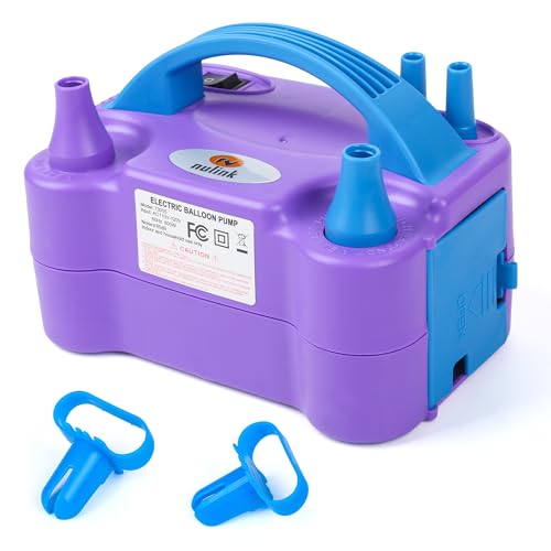 NuLink Balloon Pump Electric Portable Dual Nozzle Air Pump for Balloons Blower Pump Inflator for Decoration, Birthday Party [110V~120V, 600W, Purple]