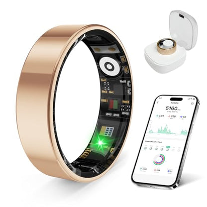 prxxhri 2026 Smart Ring New Health Tracker, IP68 Waterproof, iOS/Android Compatible, Sleep, Exercise & Health Monitoring, No Subscription, 5-Day Battery Life for Women & Men (Rose Gold, 7)