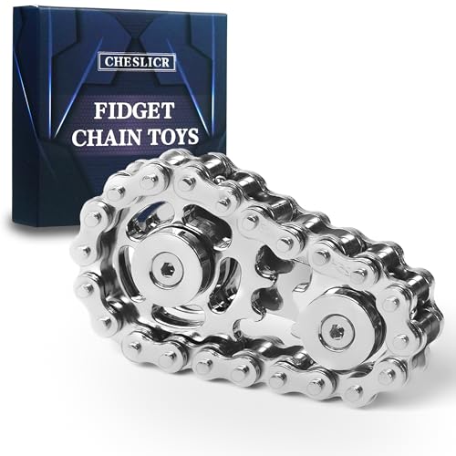 Fidget Spinner Toy for Adults Metal Figette Bike Chain for Adult Men Pain Stim ADHD Teen Cool Gadgets Quiet Desk Offices Anxiety Relief Items Stress Tool Sensory Spiky Autism Toy Easter Basket Stuffer