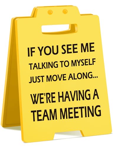 Funny Office Cubicle Decor Talking to Myself Yellow Desk Sign Humorous Gag Gift for Coworkers Bosses a Solo Brainstorm Reminder for Problem Solvers Gag Gift for White Elephant