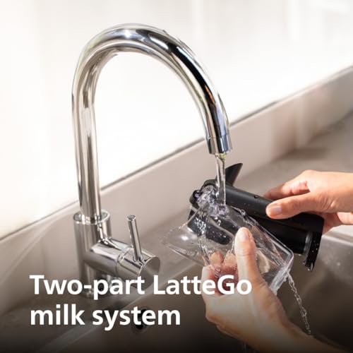 Philips 4400 Series Fully Automatic Espresso Machine – 12 Hot & Iced Coffees, Quick-to-Clean LatteGo Milk System, SilentBrew, QuickStart, Ceramic Grinder, Black Chrome (EP4444/90)