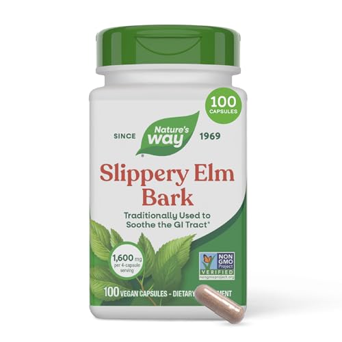 Nature's Way Slippery Elm Bark Capsules, 1,600 mg per Serving, 100 ct