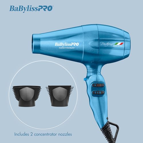 BaBylissPRO Hair Dryer, Nano Titanium Portofino 2000-Watt Blow Dryer, Hair Styling & Appliances, Blue, BNTB6610N