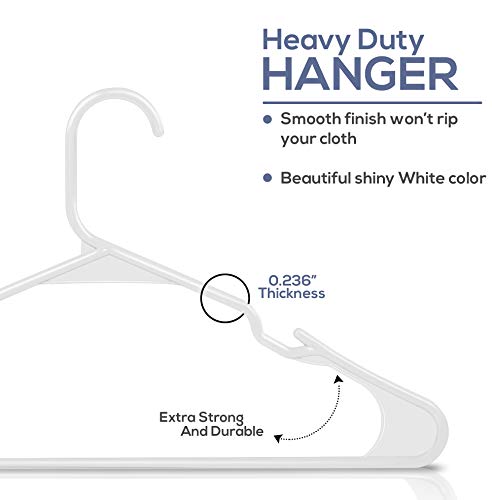 Utopia Home Plastic Hangers 50 Pack - Perfect for Clothes Hanger Space Saving - Durable and Strong Coat or Pant Hangers for Closet Organizers and Storage with Shoulder Grooves (White)