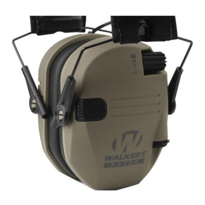 Walkers Razor Slim Shooter Electronic Folding Ear Protection Muffs, Tan Patriot