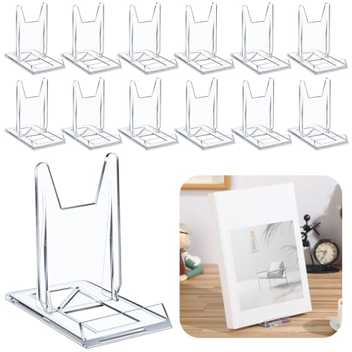 Memorywuu 12 Pack Acrylic Book Stand for Display Adjustable, 4.2in H